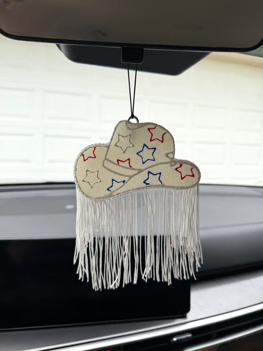 Red, White, and Blue Cowboy Hat w/ Fringe